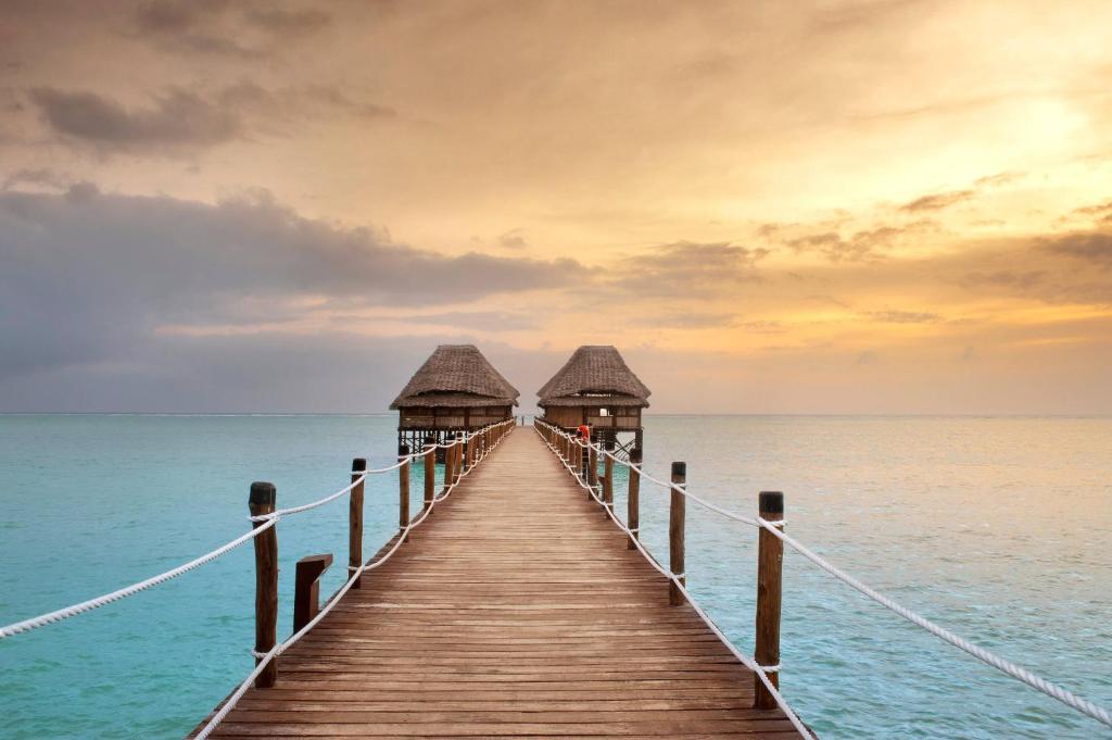 Iconic over-water jetty at sunset